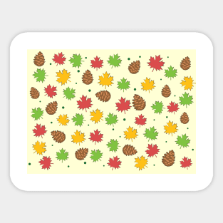 Colorful Autumnal Leafs & Pine Cones - Nature Pattern Sticker